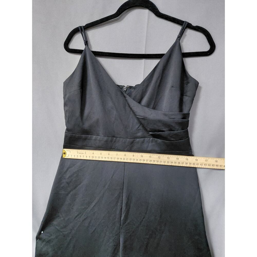 Express Black Satin Sleeveless V-Neck Wide Leg Jumpsuit Women Size M - Picture 7 of 12